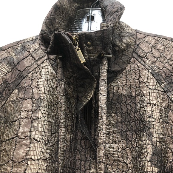 Erin London W Size M Lightweight Brown/Tan 3/4 Sleeve Crocodile Pattern Jacket - Picture 4 of 6